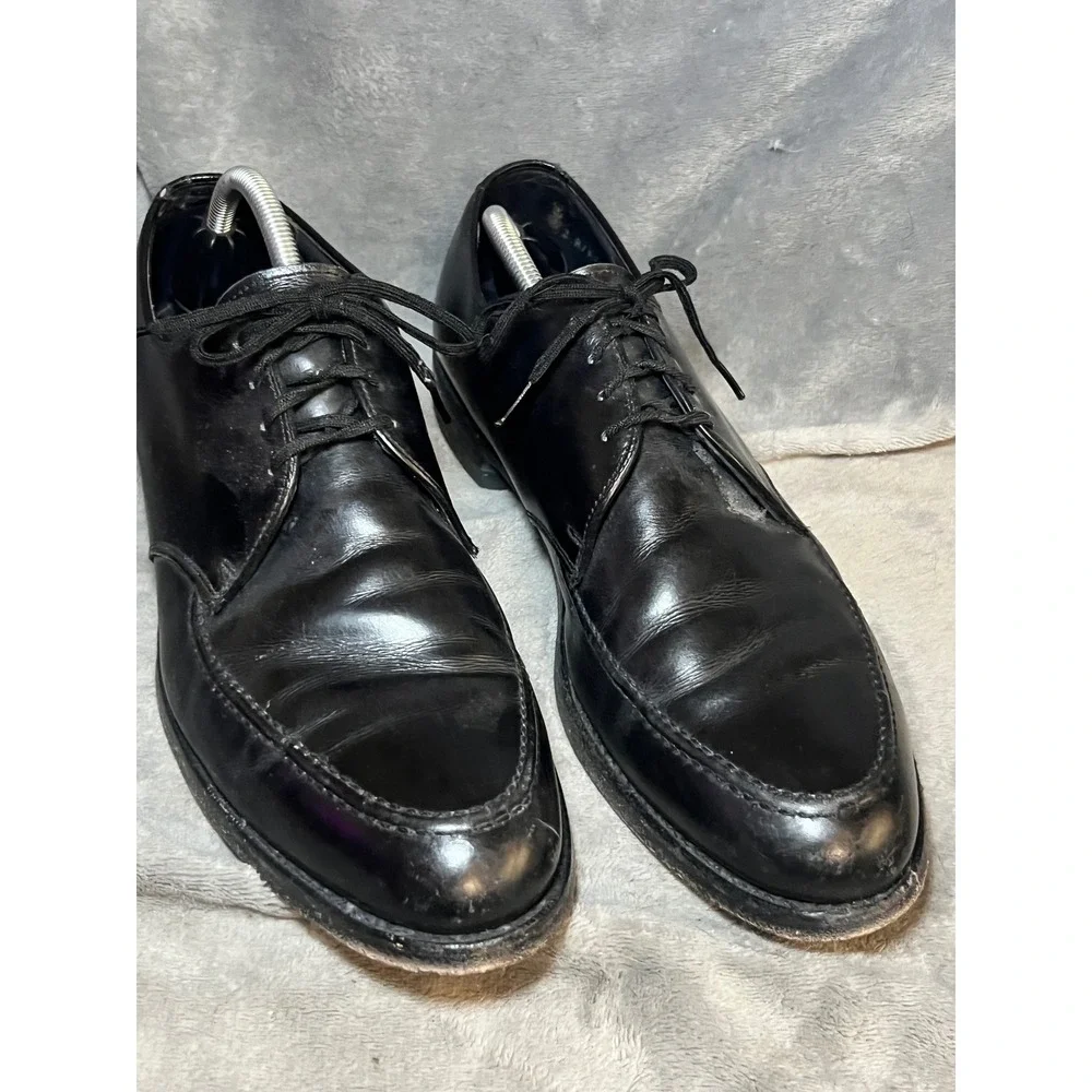 ET Wright Black Leather Split Toe Derby Dress Shoes 12 A/AAA Narrow Vintage